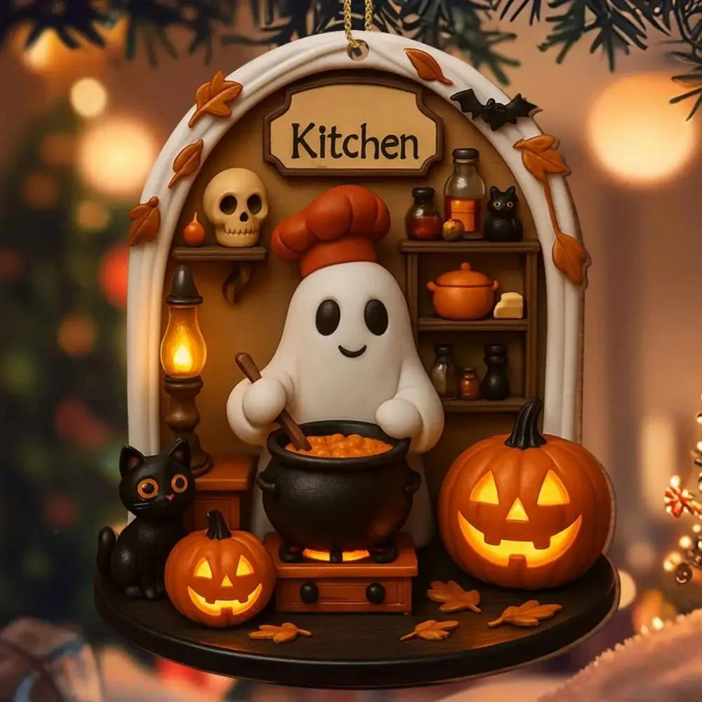 Cozy Reading Ghost Ornament 👻📖🎃