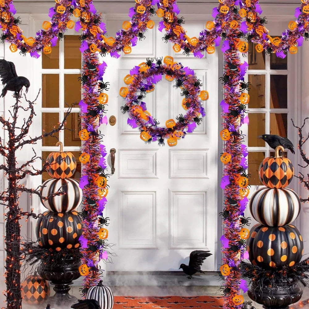 Haunted Halloween Bat & Pumpkin Door Wreath 🎃🦇