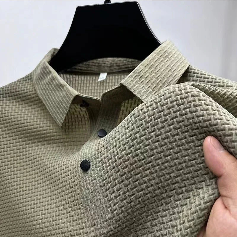 Men’s Bone Print Polo Shirt – Casual Short Sleeve Summer Top