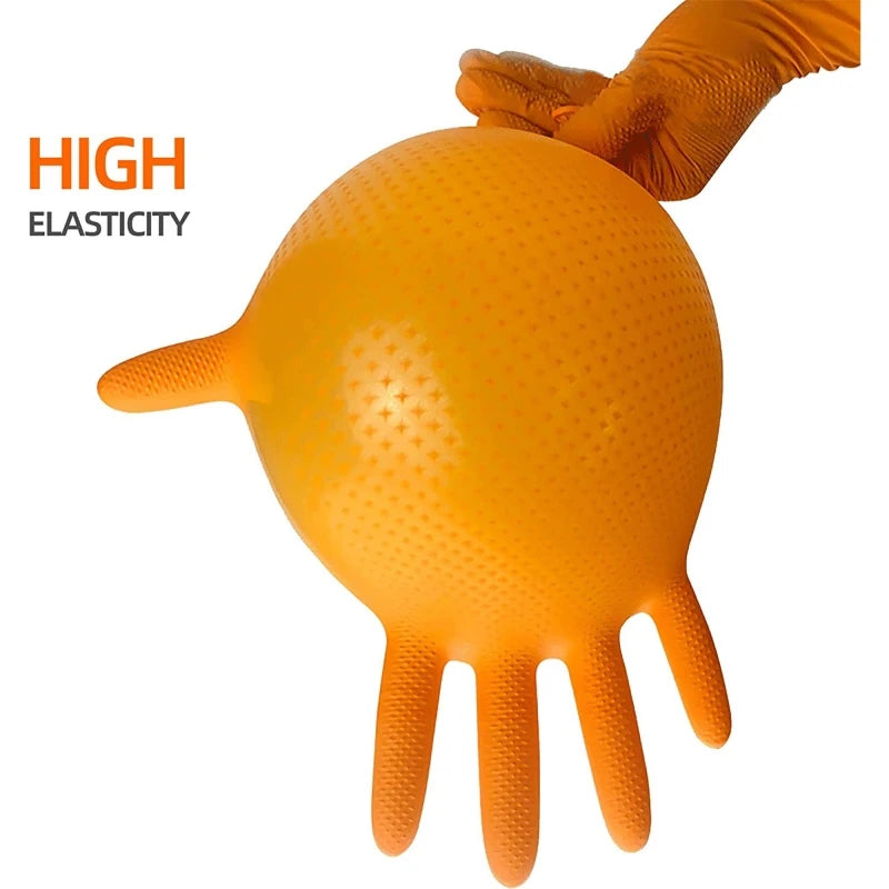Heavy-Duty Nitrile Work Gloves – 8 Mil Thick, Diamond Grip, Latex-Free Disposable Gloves