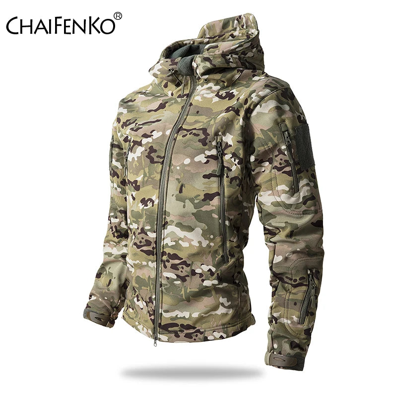 Men’s Waterproof Softshell Tactical Jacket – Fleece-Lined Outdoor Coat