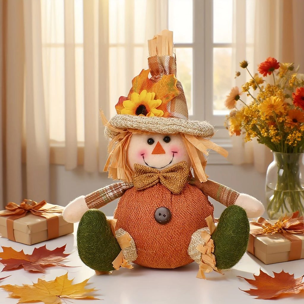 Rustic Autumn Scarecrow Wall Decor with Plaid & Sunflower Accents