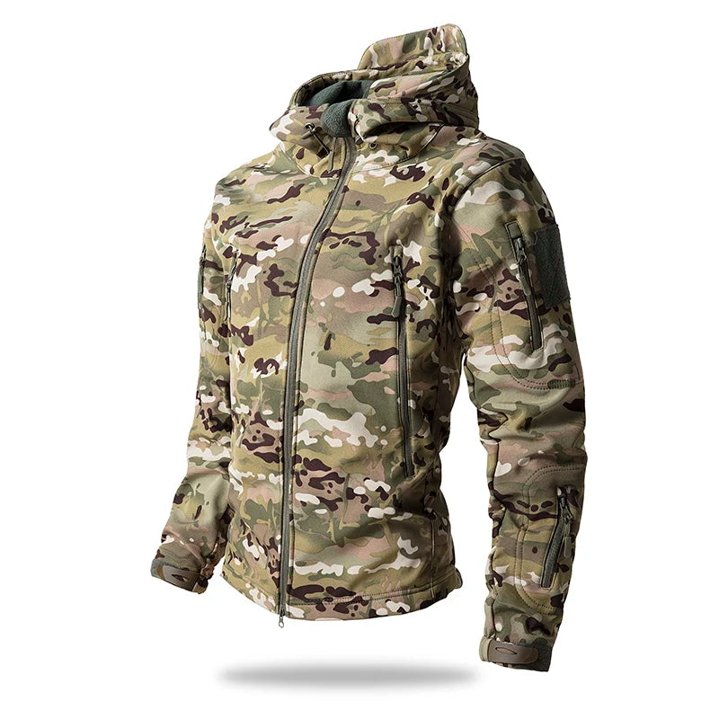 Men’s Waterproof Softshell Tactical Jacket – Fleece-Lined Outdoor Coat