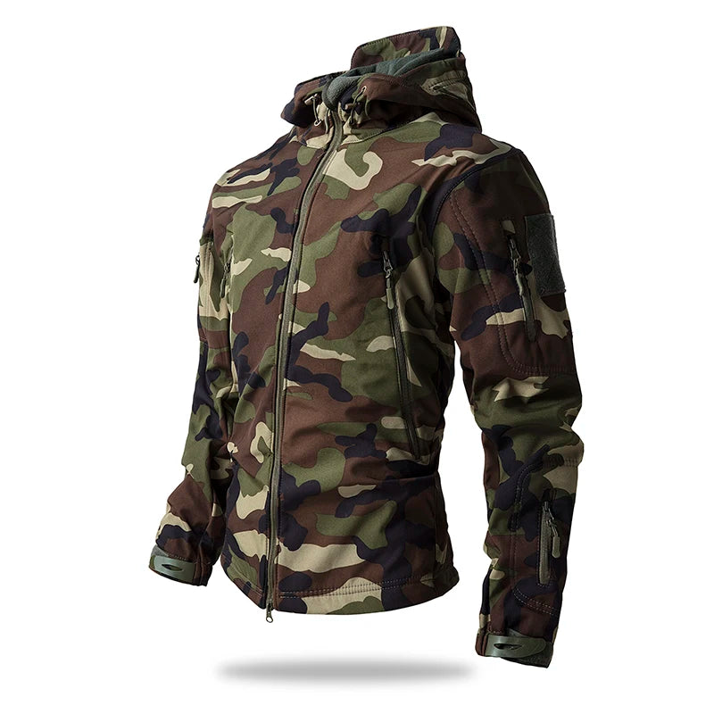 Men’s Waterproof Softshell Tactical Jacket – Fleece-Lined Outdoor Coat