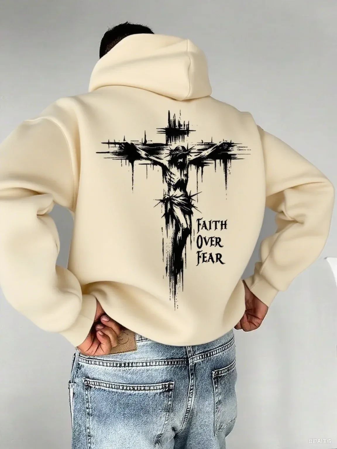 Faith Over Fear Cross Hoodie