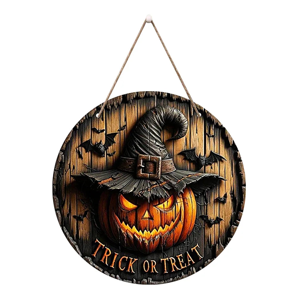 Halloween Pumpkin & Ghost Wooden Sign – Festive Indoor & Outdoor Party Decor