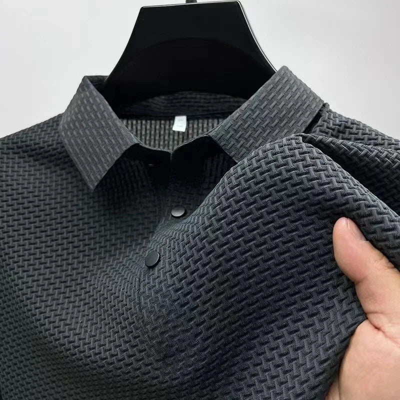 Men’s Bone Print Polo Shirt – Casual Short Sleeve Summer Top