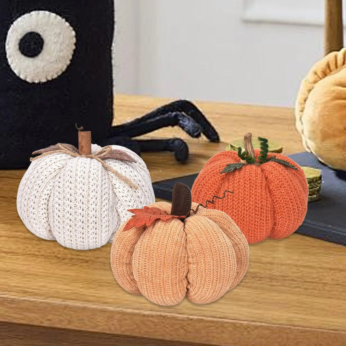 Crochet Pumpkin Trio – Handmade Fall & Halloween Decor 🎃🍂