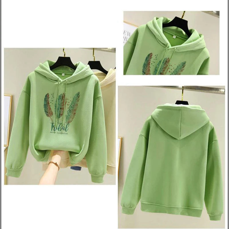 Feather Print Fleece Hoodie 🪶