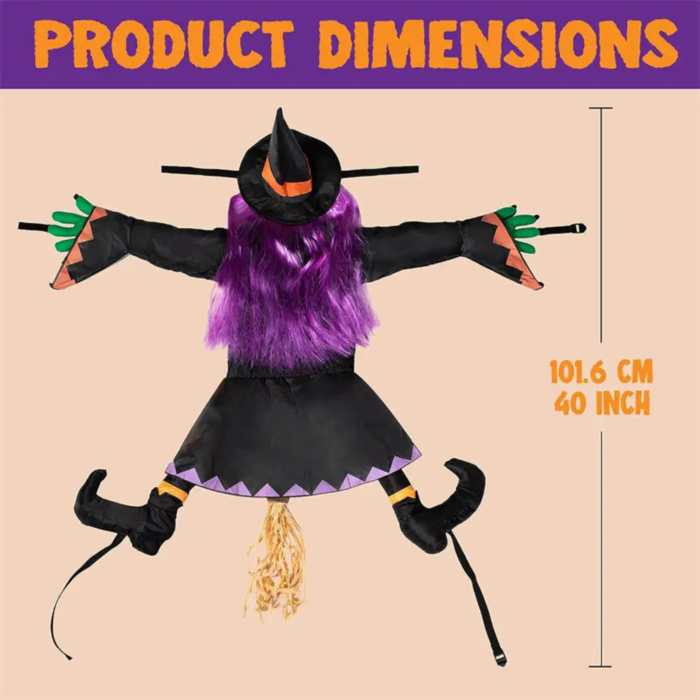 Halloween Witch Crash Yard Decoration – Flying Witch Tree Impact Outdoor Halloween Decor
