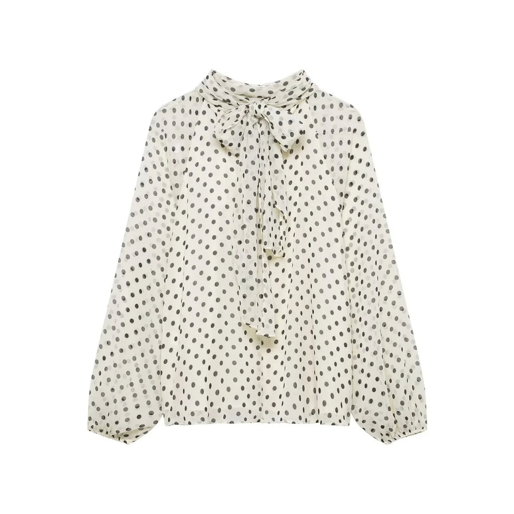 Women’s Polka Dot Bow-Tie Blouse