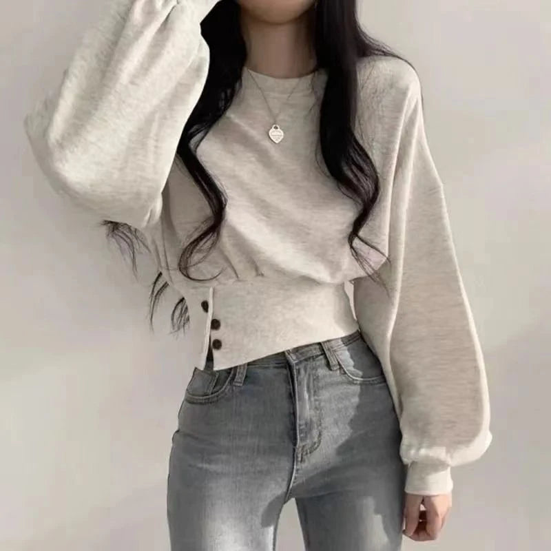 Women’s Autumn Button Crop Top