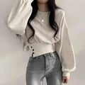 Women’s Autumn Button Crop Top