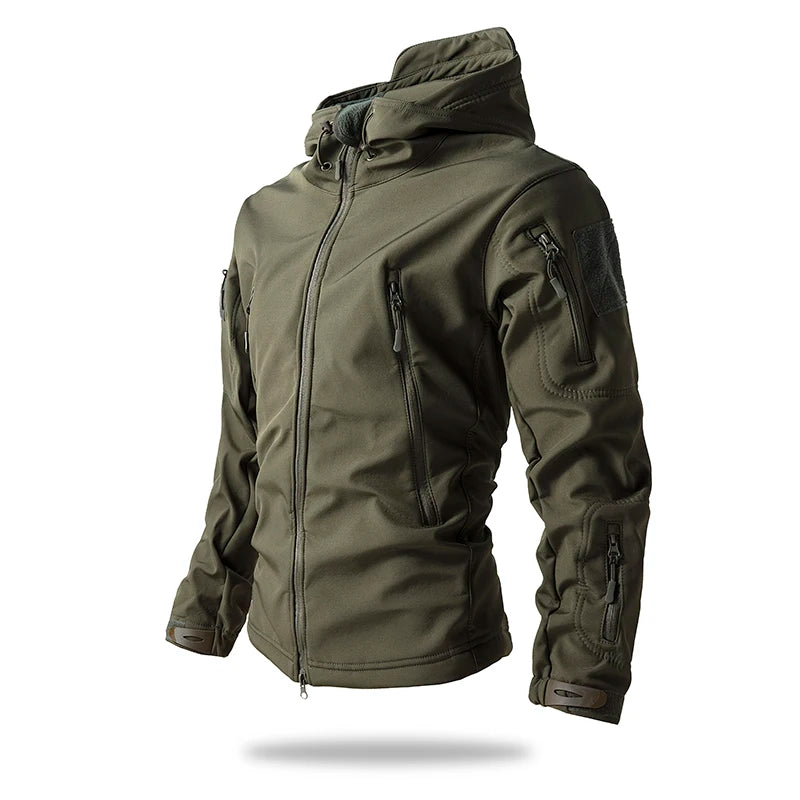 Men’s Waterproof Softshell Tactical Jacket – Fleece-Lined Outdoor Coat
