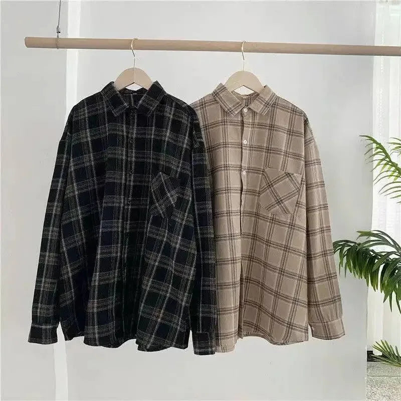 Women’s Oversized Plaid Button-Up Shirt