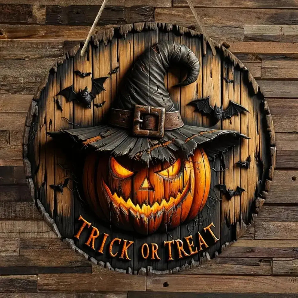 Halloween Pumpkin & Ghost Wooden Sign – Festive Indoor & Outdoor Party Decor