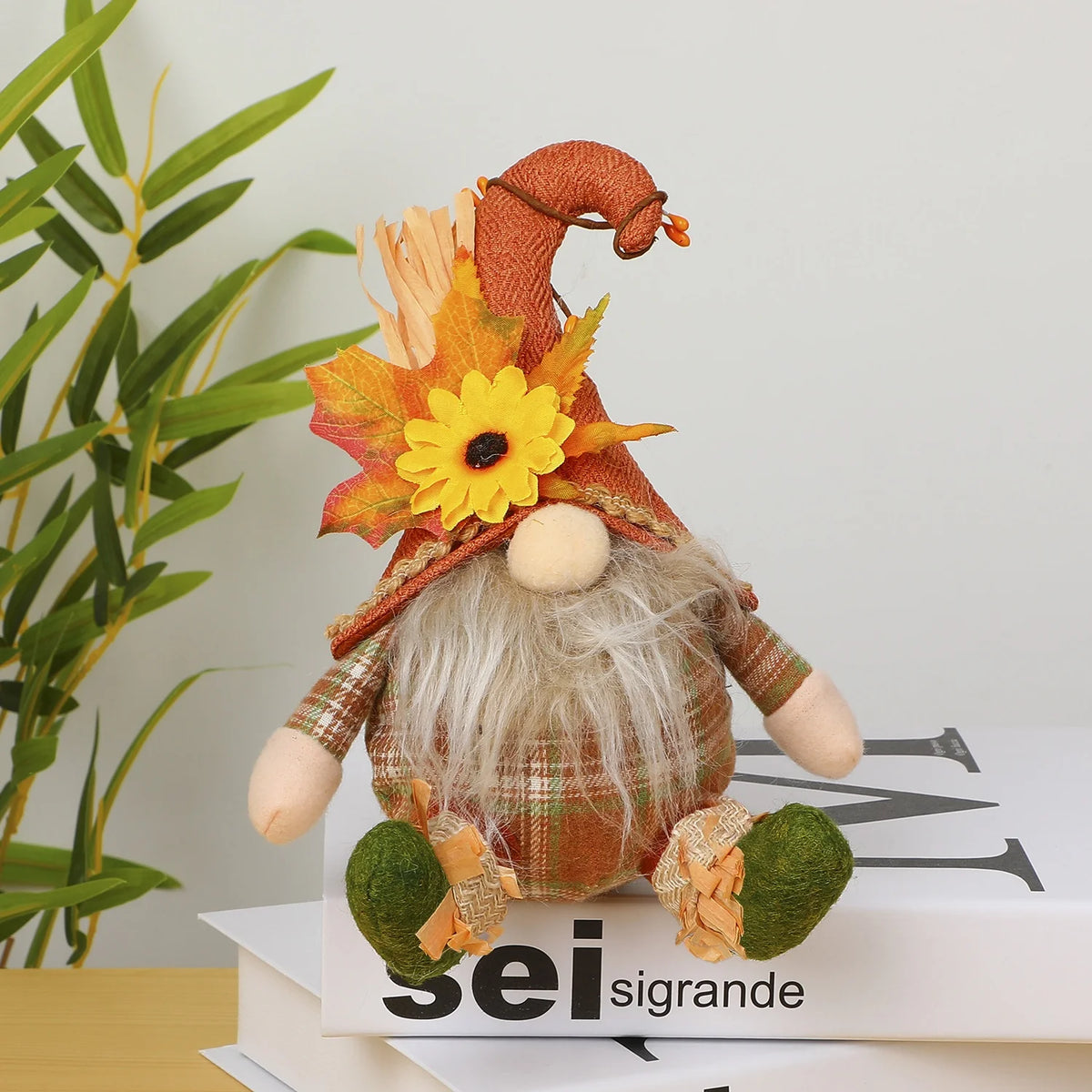 Rustic Autumn Scarecrow Wall Decor with Plaid & Sunflower Accents