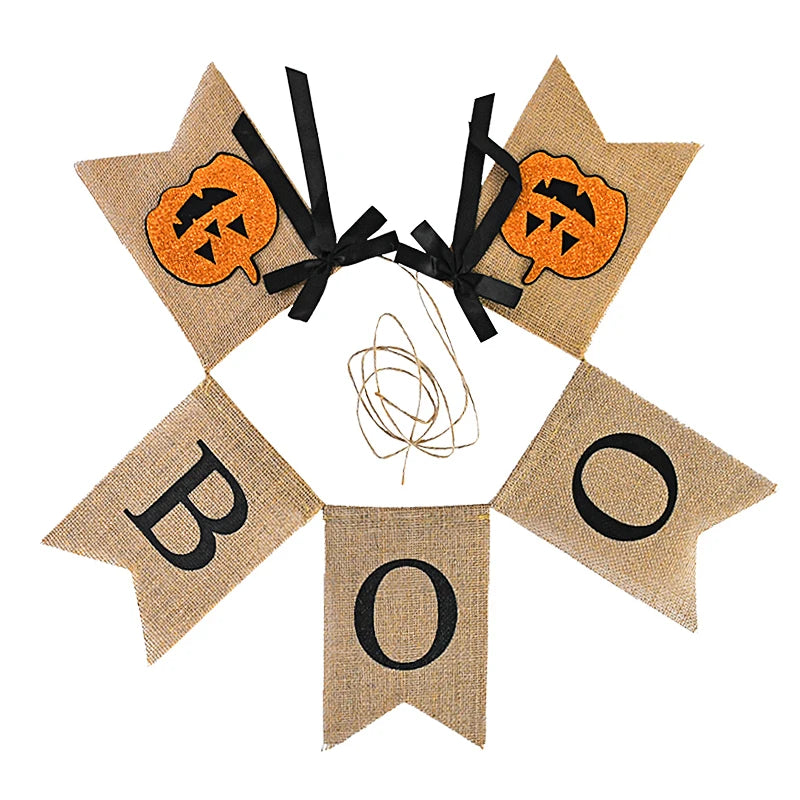 🎃 Rustic Halloween Boo & Pumpkin Banner