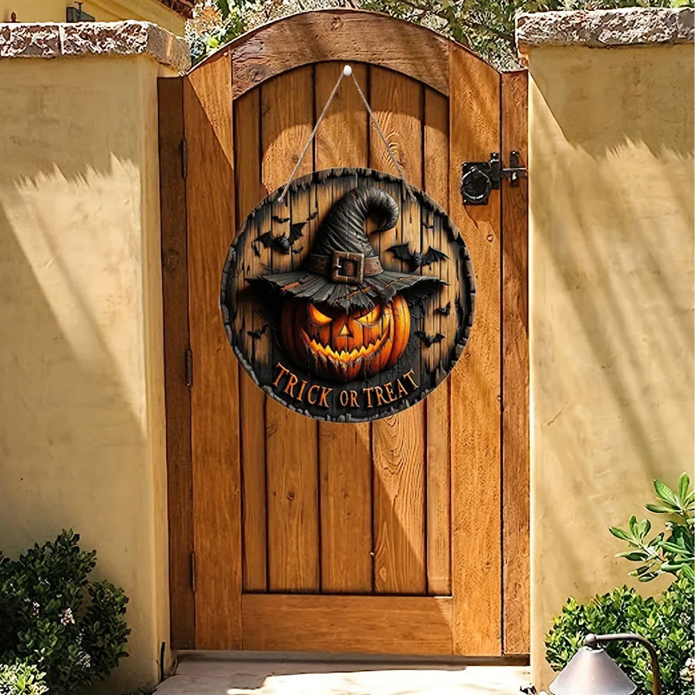 Halloween Pumpkin & Ghost Wooden Sign – Festive Indoor & Outdoor Party Decor