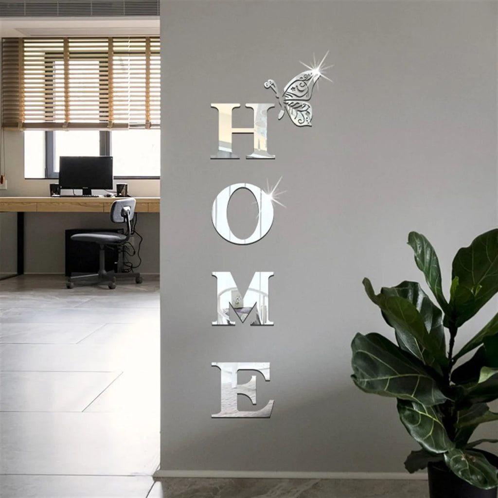 HOME 3D Mirror Wall Decor – Modern Entrance Accent