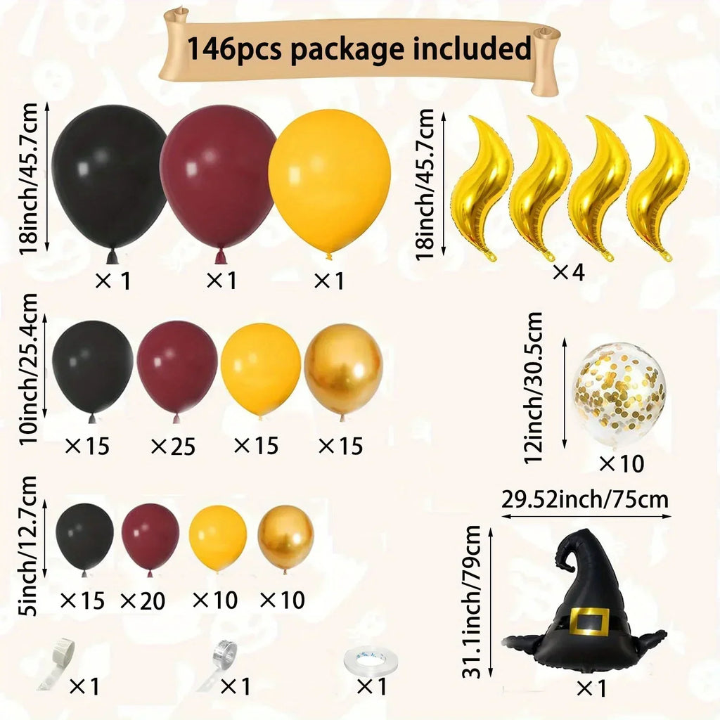 Wizard Magic Balloon Arch Kit – 146-Piece Halloween & Birthday Party Decoration Set