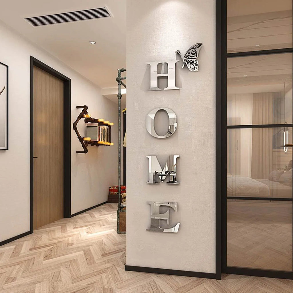HOME 3D Mirror Wall Decor – Modern Entrance Accent
